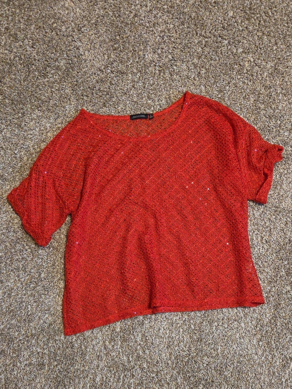 NOTATIONS Y2K Open-Knit Top with Subtle Shimmer